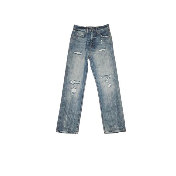 7 For All Mankind Denim - 7 for All Mankind Easy Straight Distressed Denim Jeans
